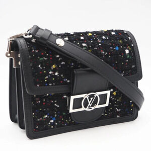 Louis Vuitton Dauphine tweed sequin shoulder bag black multicolor calf leather